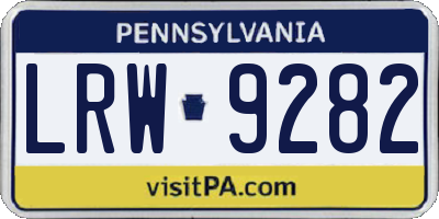 PA license plate LRW9282
