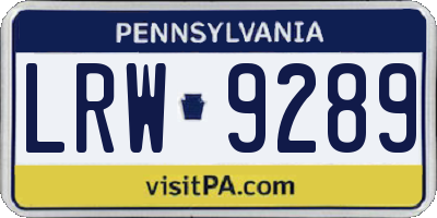 PA license plate LRW9289