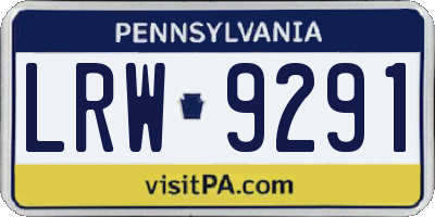 PA license plate LRW9291