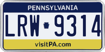 PA license plate LRW9314