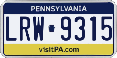 PA license plate LRW9315