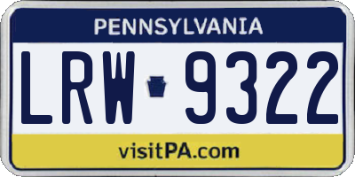 PA license plate LRW9322