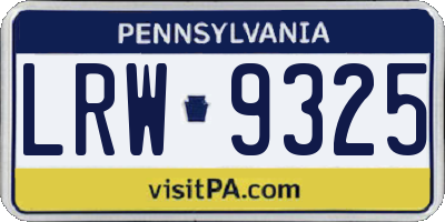 PA license plate LRW9325