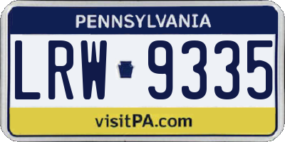 PA license plate LRW9335