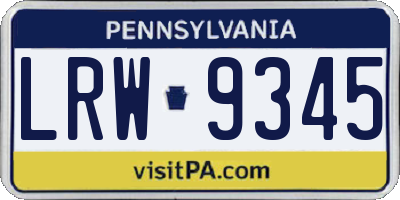PA license plate LRW9345