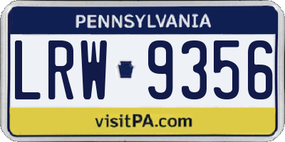 PA license plate LRW9356