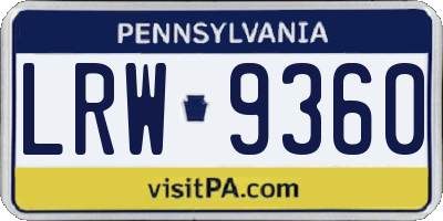 PA license plate LRW9360
