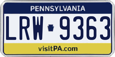 PA license plate LRW9363
