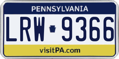PA license plate LRW9366
