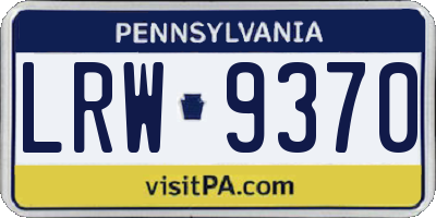PA license plate LRW9370