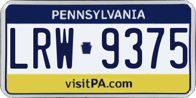 PA license plate LRW9375