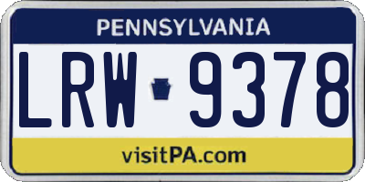PA license plate LRW9378