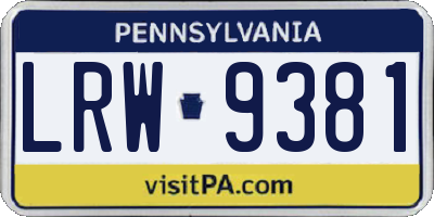 PA license plate LRW9381