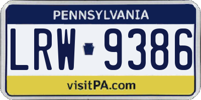 PA license plate LRW9386