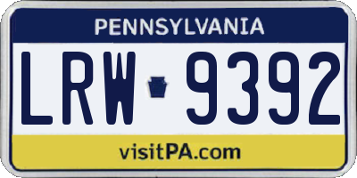 PA license plate LRW9392