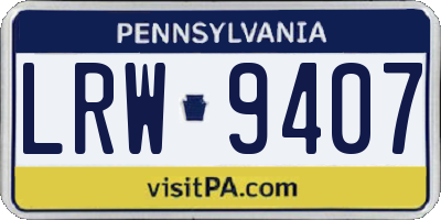 PA license plate LRW9407