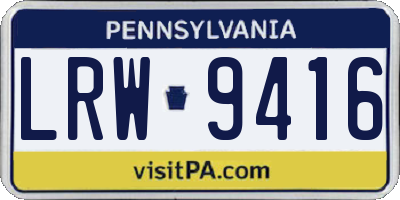 PA license plate LRW9416