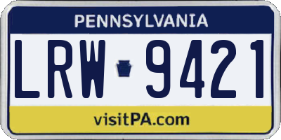 PA license plate LRW9421