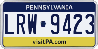 PA license plate LRW9423