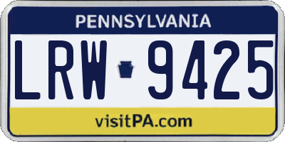 PA license plate LRW9425
