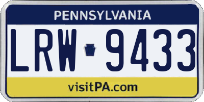 PA license plate LRW9433