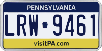 PA license plate LRW9461