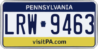 PA license plate LRW9463