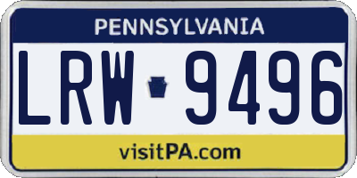 PA license plate LRW9496