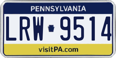 PA license plate LRW9514
