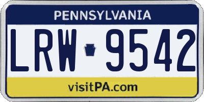 PA license plate LRW9542