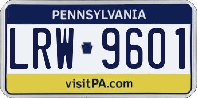 PA license plate LRW9601