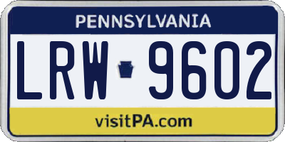 PA license plate LRW9602