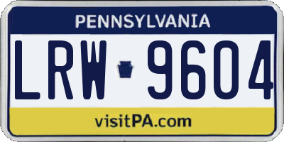 PA license plate LRW9604