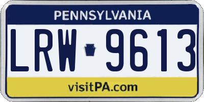 PA license plate LRW9613