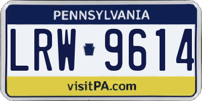 PA license plate LRW9614