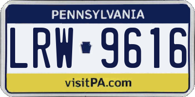 PA license plate LRW9616
