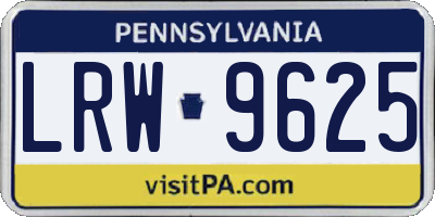 PA license plate LRW9625