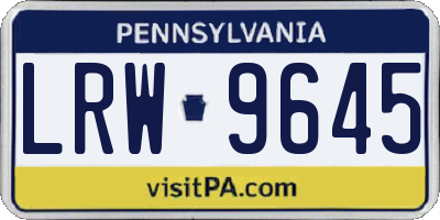 PA license plate LRW9645