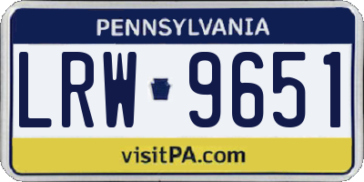 PA license plate LRW9651