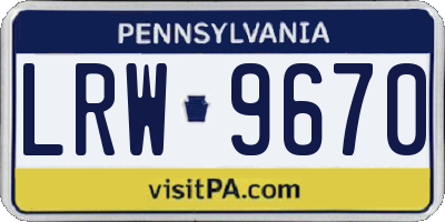 PA license plate LRW9670