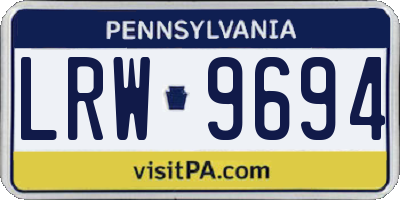 PA license plate LRW9694