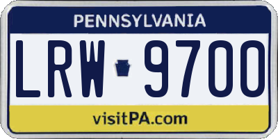 PA license plate LRW9700
