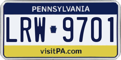 PA license plate LRW9701