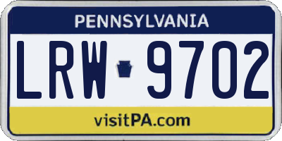PA license plate LRW9702