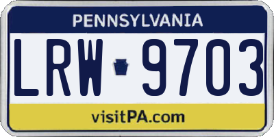 PA license plate LRW9703