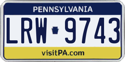PA license plate LRW9743