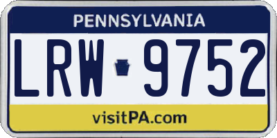 PA license plate LRW9752