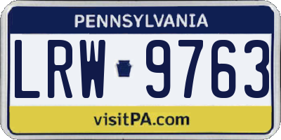 PA license plate LRW9763