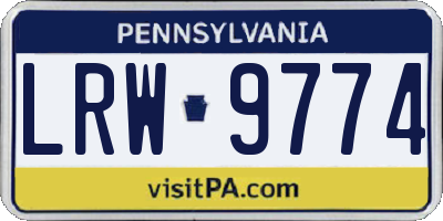 PA license plate LRW9774