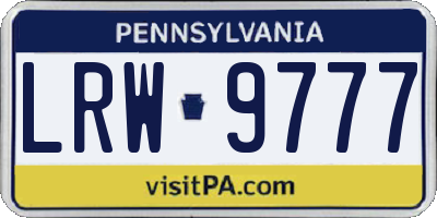 PA license plate LRW9777